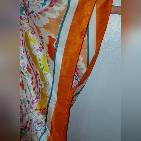 Pretty Persuasions women's OS orange paisley cover-up caftan NWT b… - Picture 3 of 7